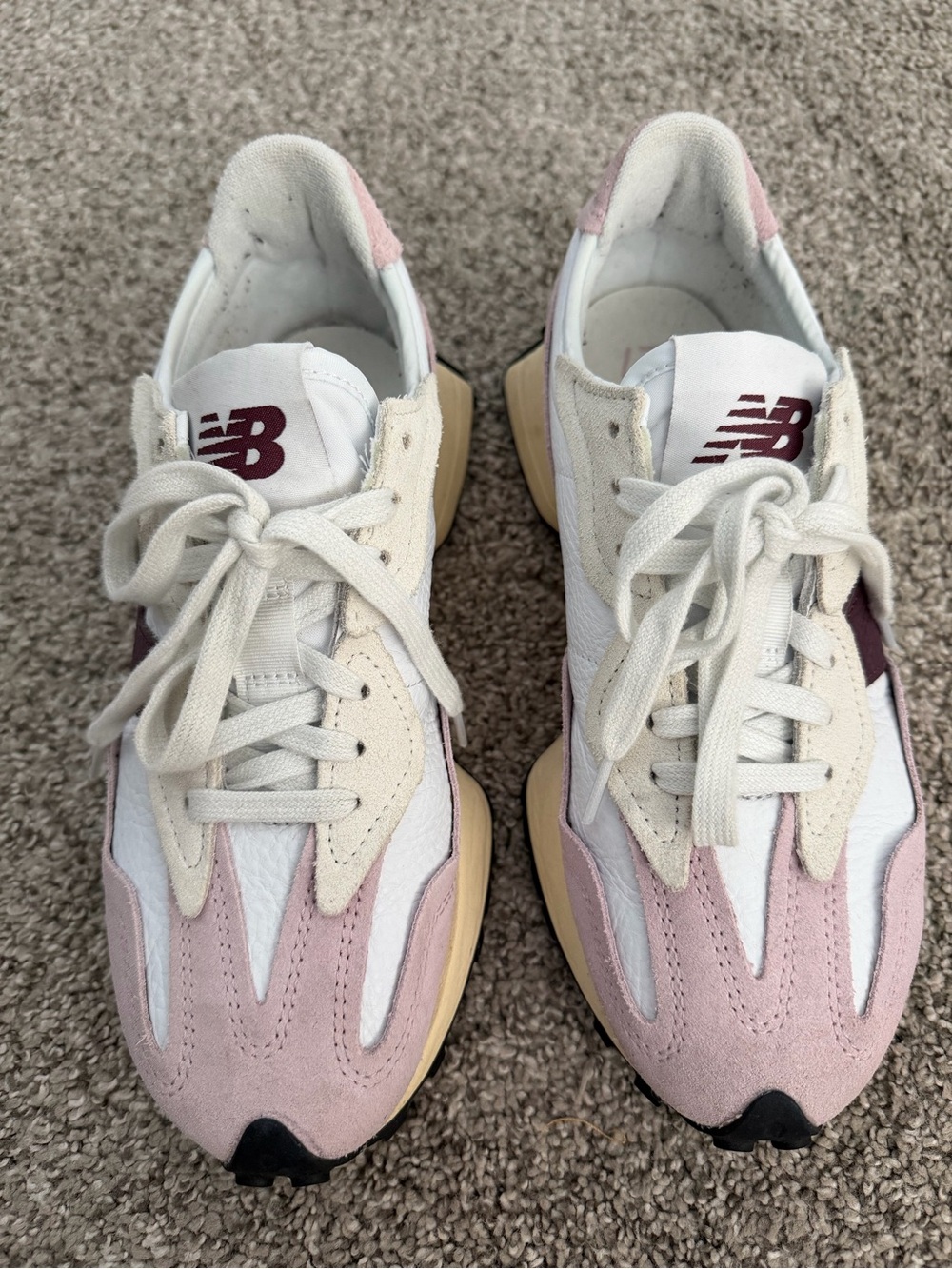 New Balance Women's White & Mauve/Maroon Sneakers - Picture 6 of 6
